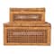 Hello Honey® Dark Brown Modern Decorative Square Woven Rattan & Wood Display Box Set with Glass Top